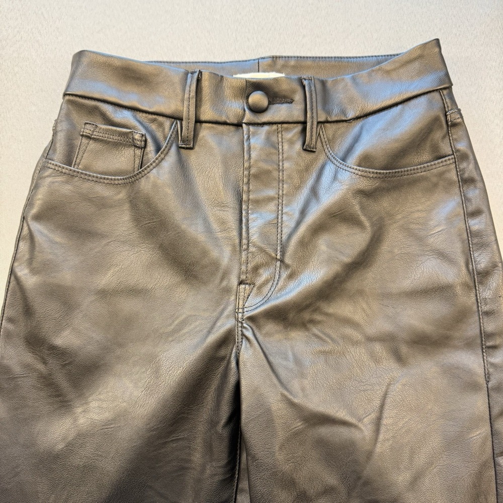 Good‎ American Faux Black Leather Women's Size 4 /27 Straight Leg Pants